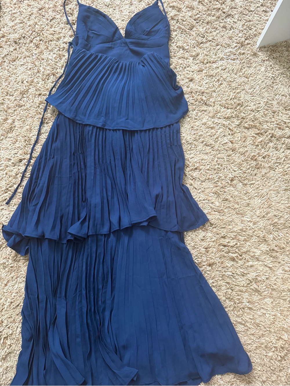 Women's Blue Tiered Maxi Dress with Spaghetti Straps - Picture 2 of 3